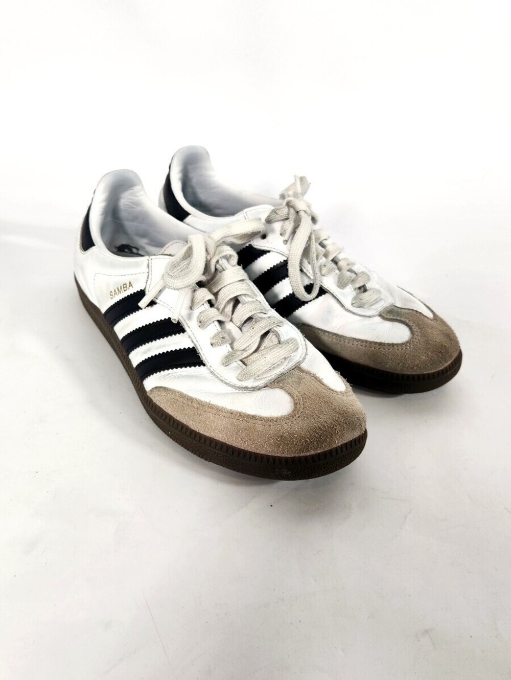 adidas Samba Classic White Black Brown Suede Sneakers 7.5